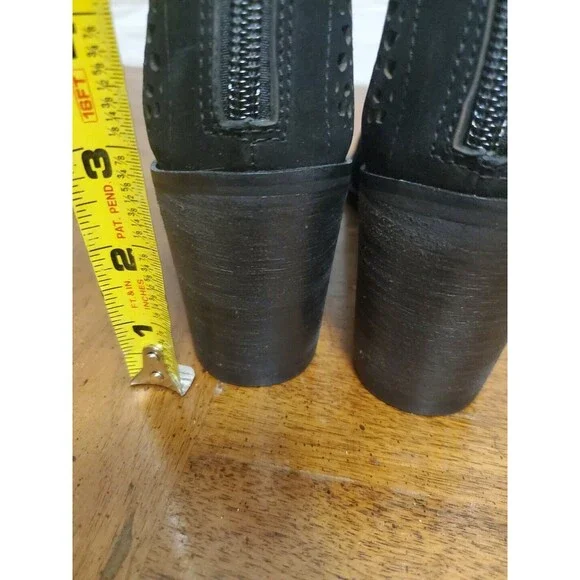 Vince Camuto Tulina Black Suede Laser Cut High Heel Lace Up Open Toe Bootie Sz 6 - Picture 7 of 8